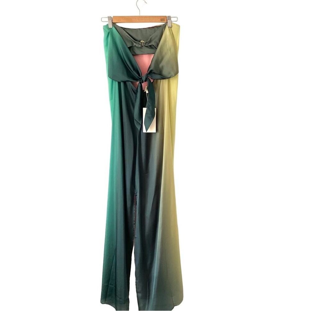 Baobob NWTs Gianni Leaves Strapless Maxi Dress size small Green Yellow Flawed - Picture 6 of 10